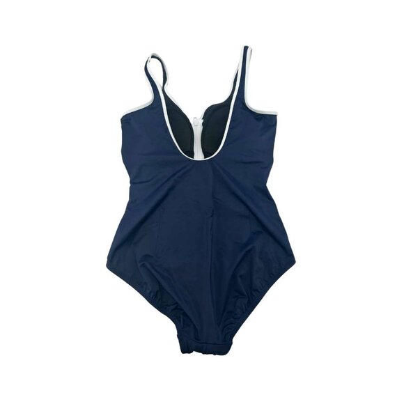 NEW Miradonna Swimsuit by Miraclesuit | Navy Zipper - Picture 2 of 3